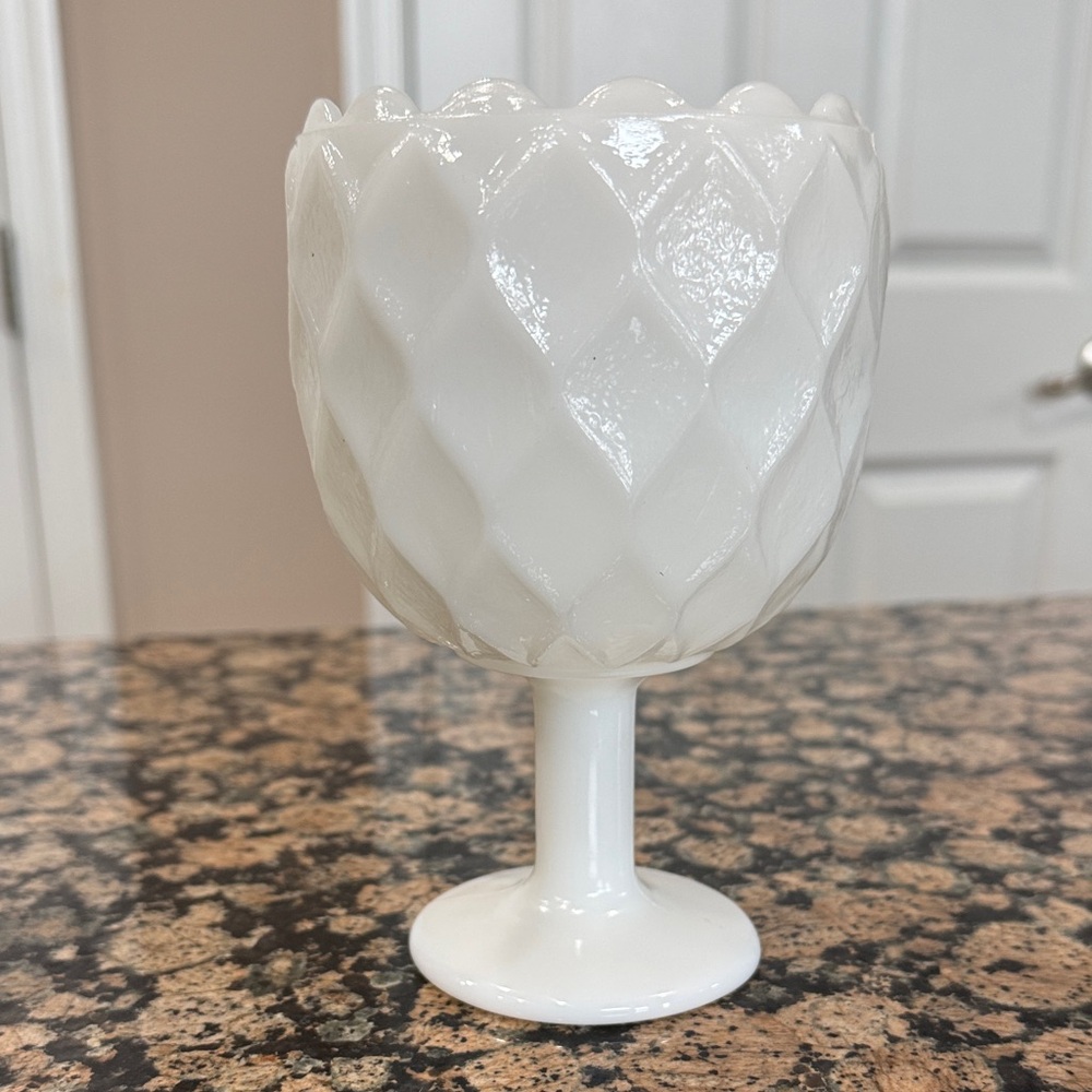 White Milkglass Textured Goblet